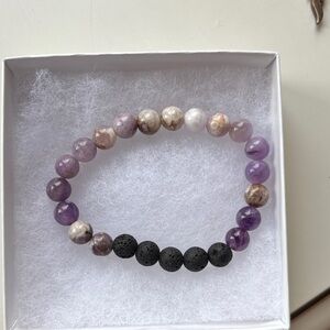 Elegant Amethyst and Lava Stone Bracelet.  Add essential oils on the stones